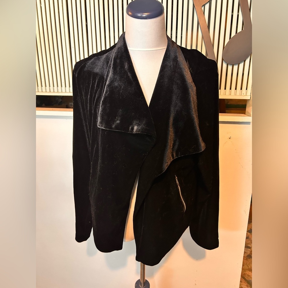 Calvin Klein Black Velvet Blazer With Side Zippers Size XL NWT